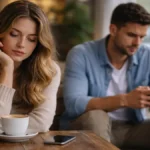 sinais de afastamento emocional casal distante no relacionamento homem no celular ignorando
